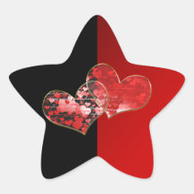 Bandera roja y negra del amor calcomanías forma de estrellas