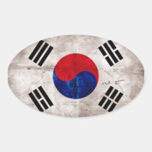 Bandera surcoreana pegatina óval personalizadas