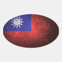 Bandera taiwanesa calcomania de oval personalizadas