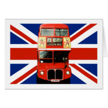 Bandera y autobús británicos de Londres Tarjeton
