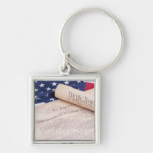 Bandera y documentos de fundación llaveros personalizados