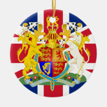 Bandera y escudo de armas BRITÁNICOS Ornamente De Reyes