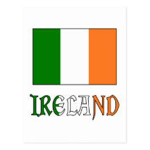 Bandera y palabra de Irlanda Tarjetas Postales