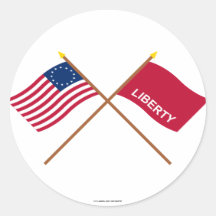 Banderas cruzadas de Betsy Ross y de Huntington Pegatinas