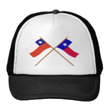 Banderas cruzadas de Chile y de Tejas Gorro De Camionero