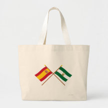 Banderas cruzadas de España y de Andalucía Bolsa Lienzo