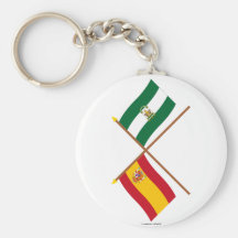 Banderas cruzadas de España y de Andalucía Llavero Personalizado