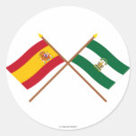Banderas cruzadas de España y de Andalucía Pegatinas