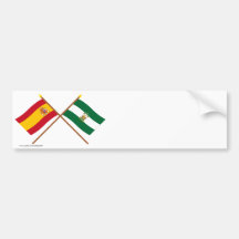 Banderas cruzadas de España y de Andalucía Etiqueta De Parachoque