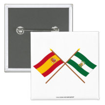 Banderas cruzadas de España y de Andalucía Pins