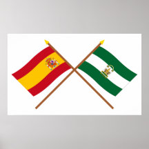 Banderas cruzadas de España y de Andalucía Posters
