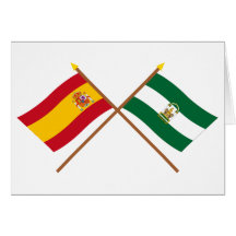 Banderas cruzadas de España y de Andalucía Tarjetón