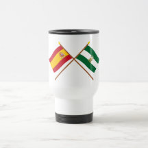 Banderas cruzadas de España y de Andalucía Tazas