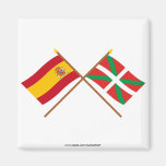 Banderas cruzadas de España y de País Vasco (Euska Imán Para Frigorífico