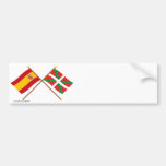 Banderas cruzadas de España y de País Vasco (Euska Pegatina De Parachoque