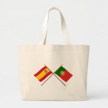 Banderas cruzadas de España y de Portugal Bolsa