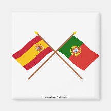Banderas cruzadas de España y de Portugal Iman Para Frigorífico
