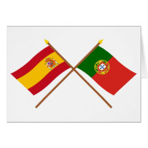 Banderas cruzadas de España y de Portugal Felicitaciones