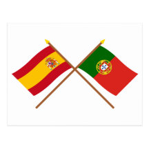 Banderas cruzadas de España y de Portugal Tarjeta Postal