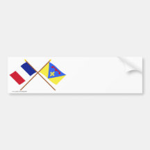 Banderas cruzadas de Francia y del Var Pegatina De Parachoque