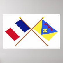Banderas cruzadas de Francia y del Var Poster