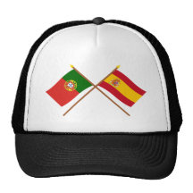 Banderas cruzadas de Portugal y de España Gorro