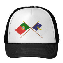 Banderas cruzadas de Portugal y de las Azores Gorro De Camionero