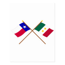 Banderas cruzadas de Tejas y de Coahuila y Tejas Postal
