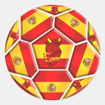 Banderas de Furia Roja Toro del La del balón de fú Pegatinas Redondas