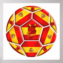 Banderas de Furia Roja Toro del La del balón de fú Poster