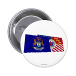 Banderas de Michigan y de Detroit Pins