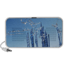 Banderas iridiscentes azules laptop altavoces
