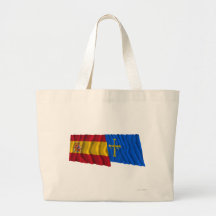 Banderas que agitan de España y de Asturias Bolsas De Mano