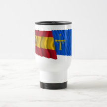Banderas que agitan de España y de Asturias Taza De Café
