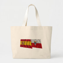 Banderas que agitan de España y de Cantabria Bolsas Lienzo