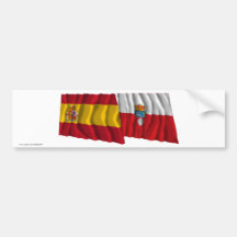 Banderas que agitan de España y de Cantabria Pegatina De Parachoque