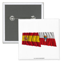 Banderas que agitan de España y de Cantabria Pin
