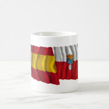 Banderas que agitan de España y de Cantabria Taza