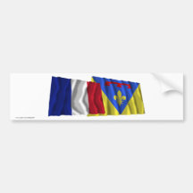 Banderas que agitan de Francia y del Var Pegatina De Parachoque