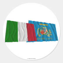 Banderas que agitan de Italia y de Lazio Pegatina