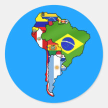 Banderas suramericanas del mapa de Suramérica Etiqueta