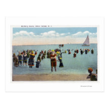 Bañistas en la playa tarjetas postales