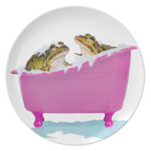 Baño de burbujas para las ranas del mascota platos de comidas