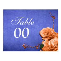 Banquete de boda anaranjado azul del número de la  tarjetas postales