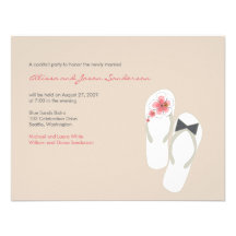 banquete de boda de los flips-flopes del hibisco d invitaciones personalizada