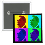 Barack Obama en el color vivo (botón cuadrado) Pin