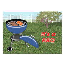Barbacoa del patio trasero, de la cerca, del árbol invitación personalizada