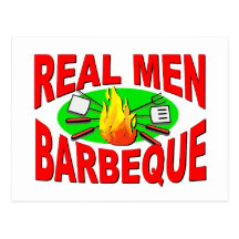 Barbacoa real de los hombres. Diseño divertido par Tarjeta Postal