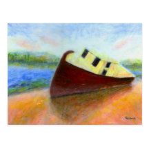 Barco abandonado, postal