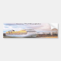 Barco de cruceros que sale del puerto pegatina de parachoque